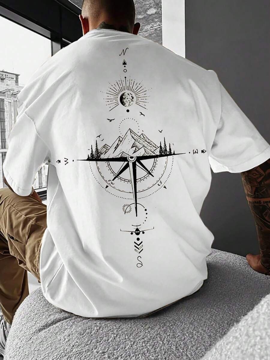 Men's Mountain Graphic Printed Short Sleeve T-Shirt - Perfect Boyfriend Gift