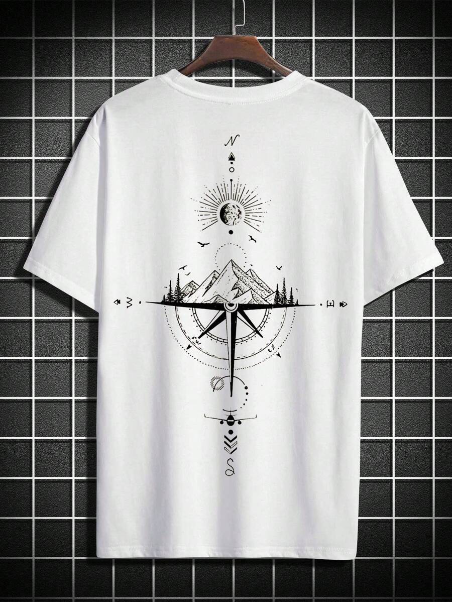 Men's Mountain Graphic Printed Short Sleeve T-Shirt - Perfect Boyfriend Gift