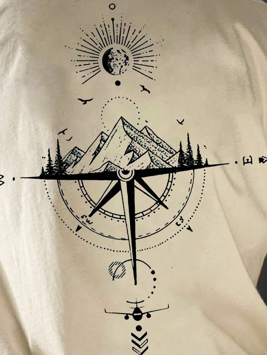 Men's Mountain Graphic Printed Short Sleeve T-Shirt - Perfect Boyfriend Gift