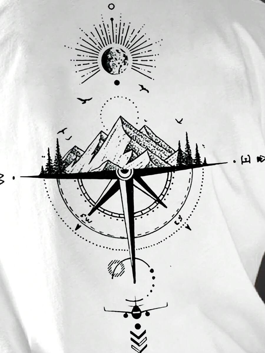 Men's Mountain Graphic Printed Short Sleeve T-Shirt - Perfect Boyfriend Gift