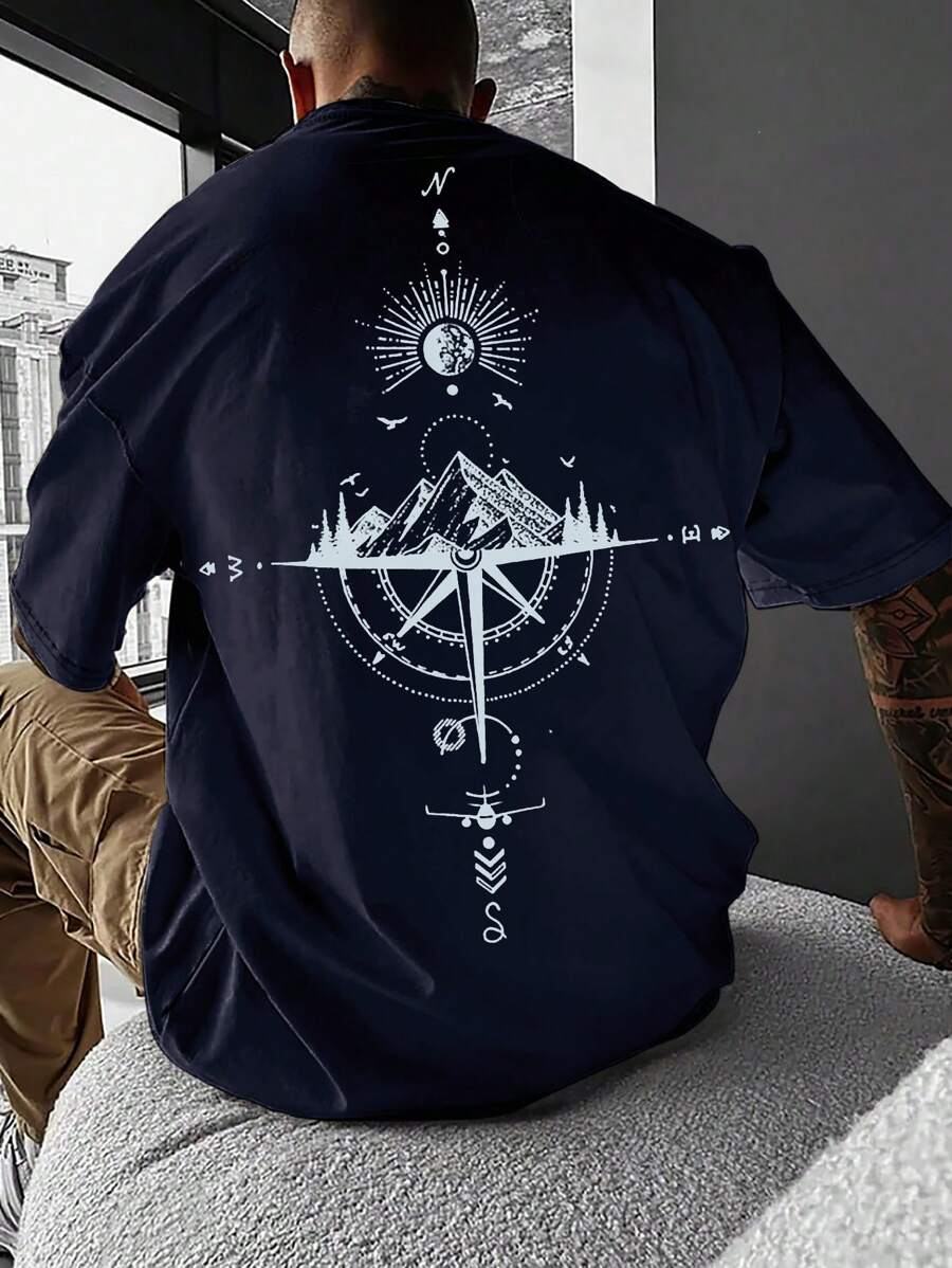 Men's Mountain Graphic Printed Short Sleeve T-Shirt - Perfect Boyfriend Gift