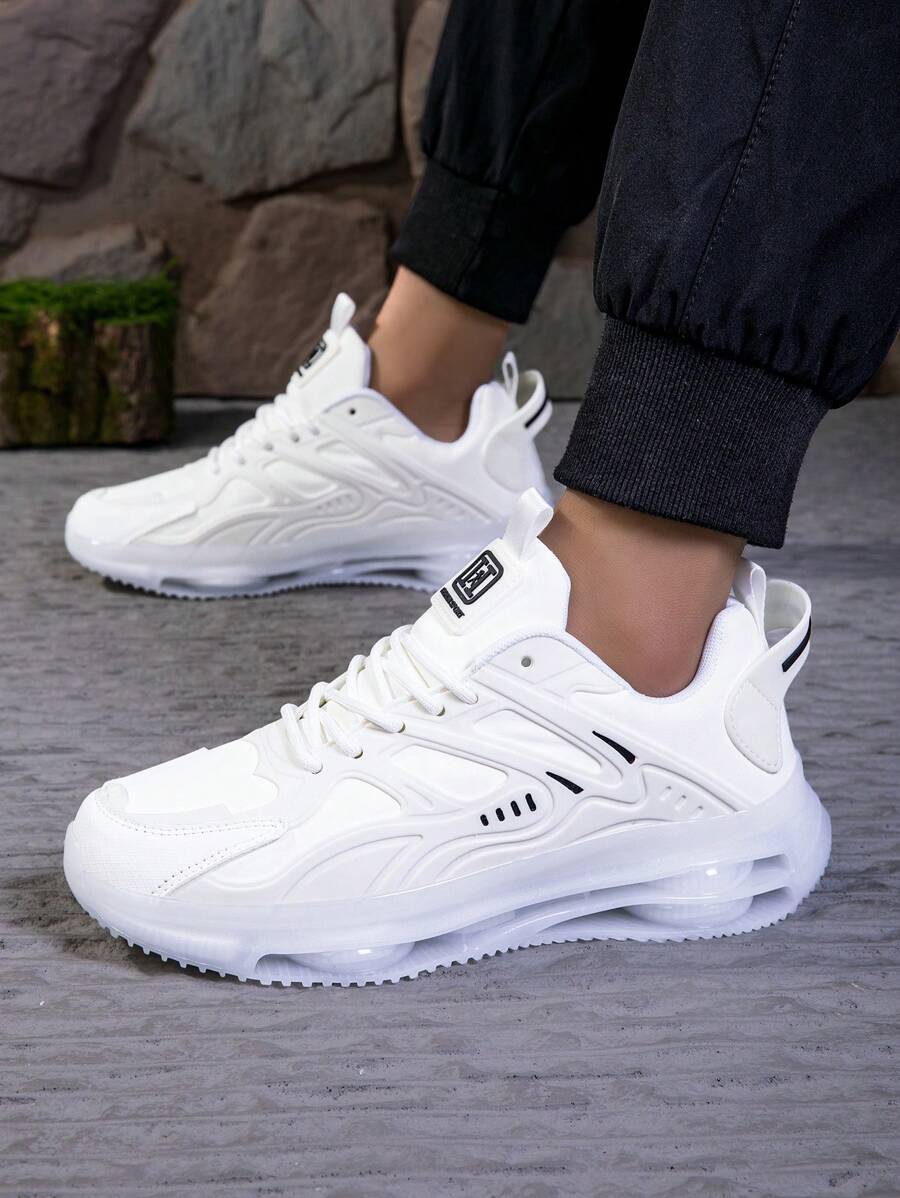 Men's Air Cushion Lace-Up Sports Shoes - Shock Absorbing & Breathable for Running and Training