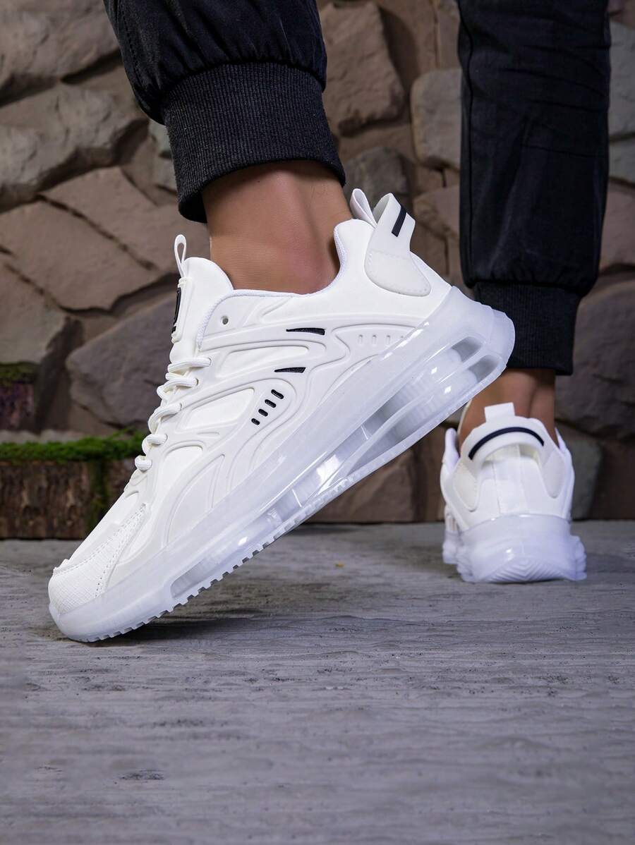 Men's Air Cushion Lace-Up Sports Shoes - Shock Absorbing & Breathable for Running and Training