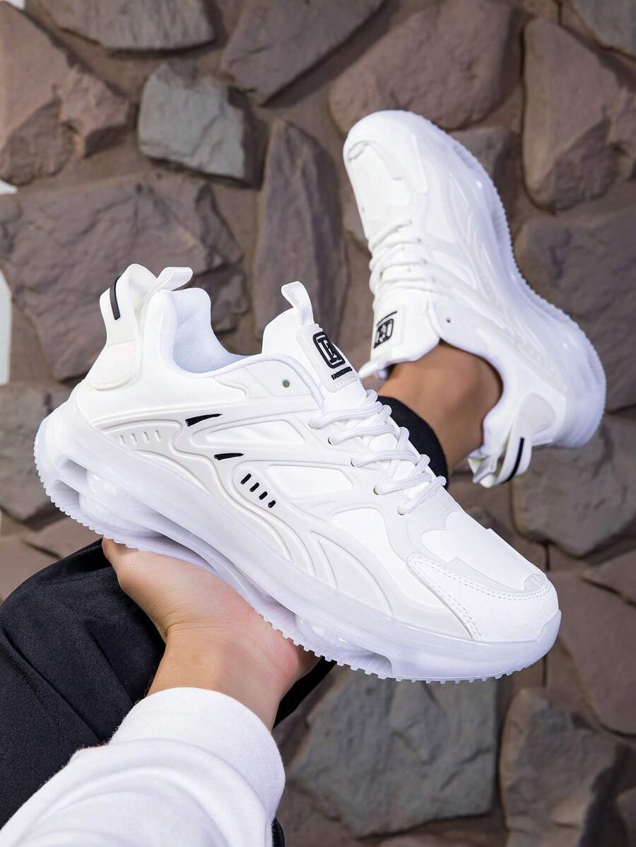 Men's Air Cushion Lace-Up Sports Shoes - Shock Absorbing & Breathable for Running and Training
