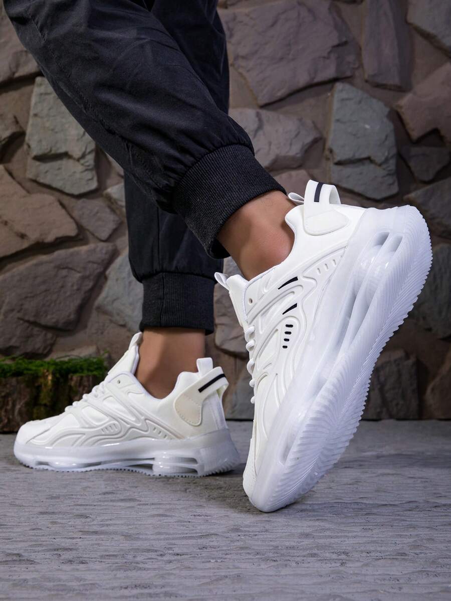Men's Air Cushion Lace-Up Sports Shoes - Shock Absorbing & Breathable for Running and Training