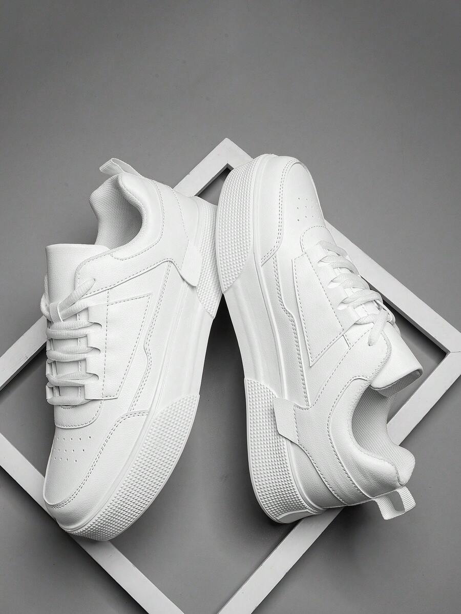 Men's Minimalist Platform Lace-Up Sneakers - Versatile Casual Footwear
