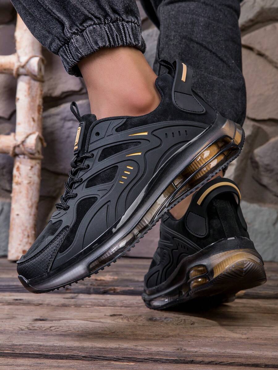 Men's Air Cushion Lace-Up Sports Shoes - Shock Absorbing & Breathable for Running and Training