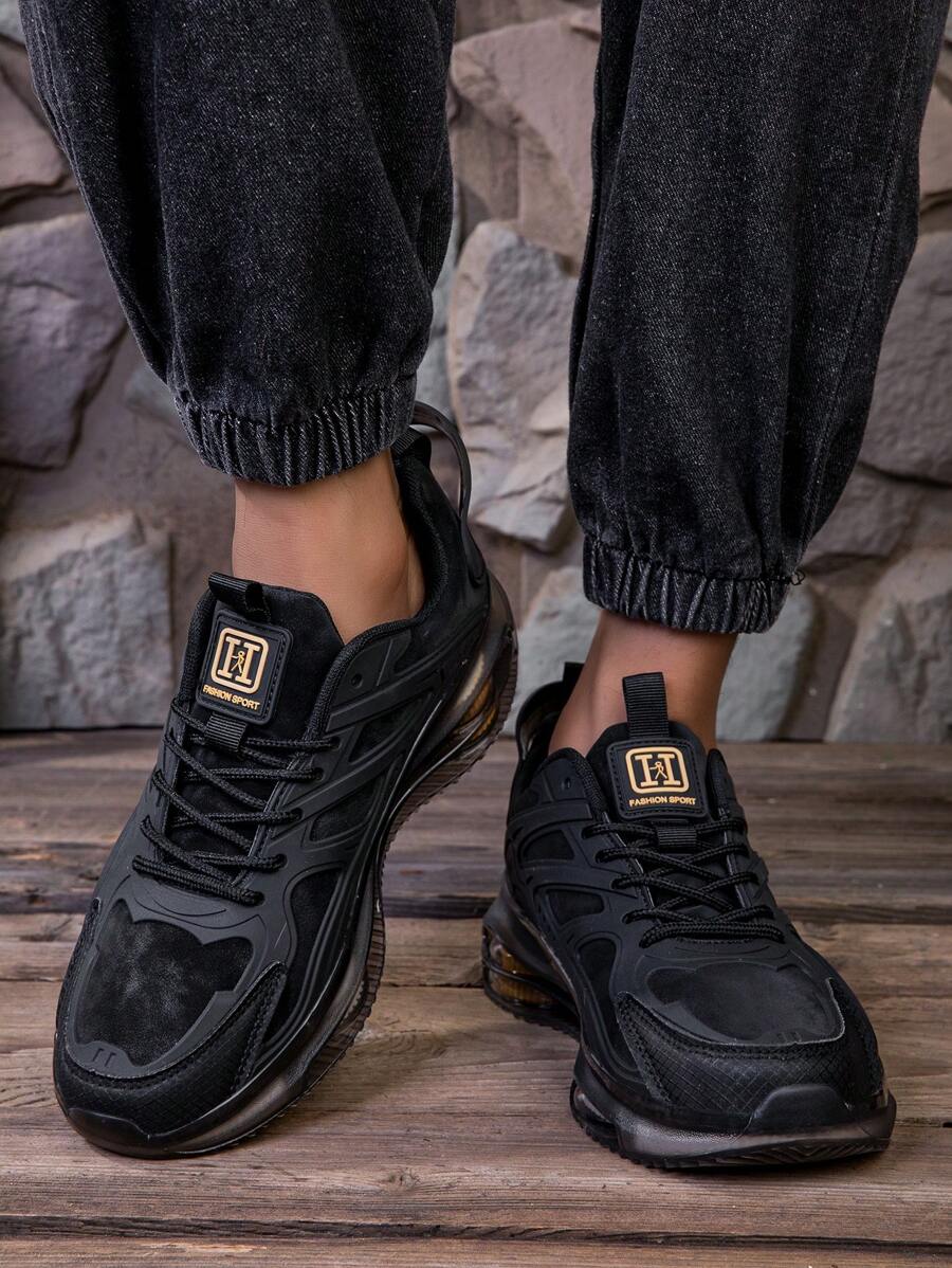 Men's Air Cushion Lace-Up Sports Shoes - Shock Absorbing & Breathable for Running and Training