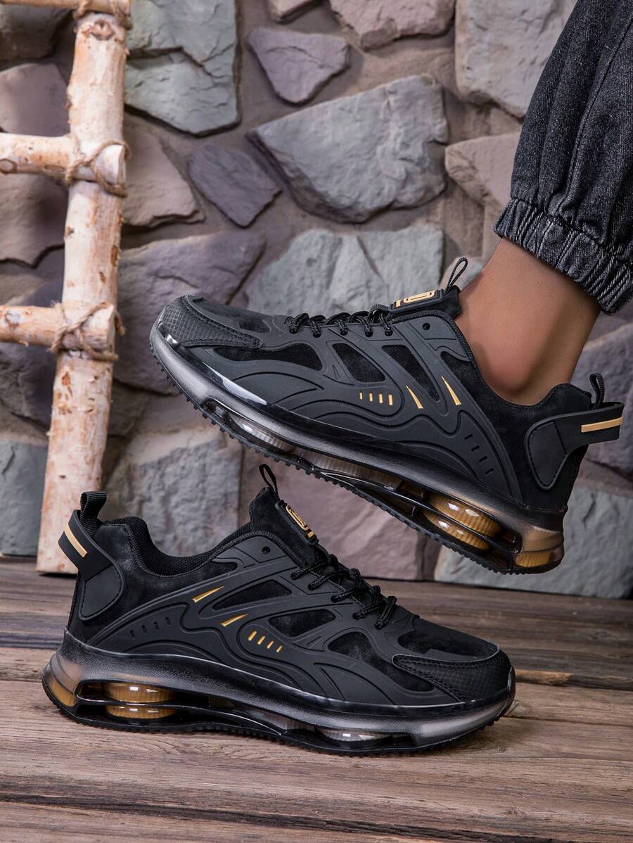 Men's Air Cushion Lace-Up Sports Shoes - Shock Absorbing & Breathable for Running and Training