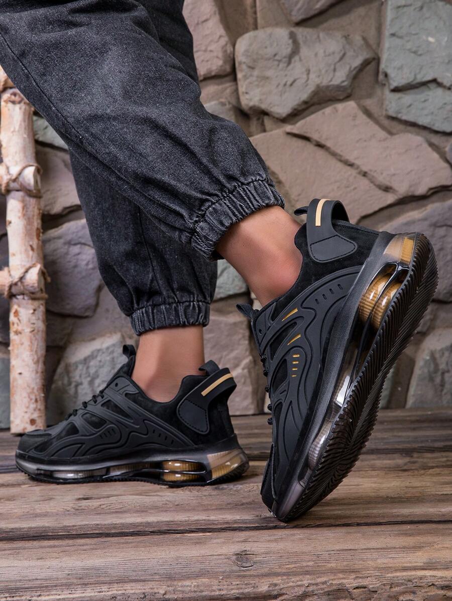 Men's Air Cushion Lace-Up Sports Shoes - Shock Absorbing & Breathable for Running and Training