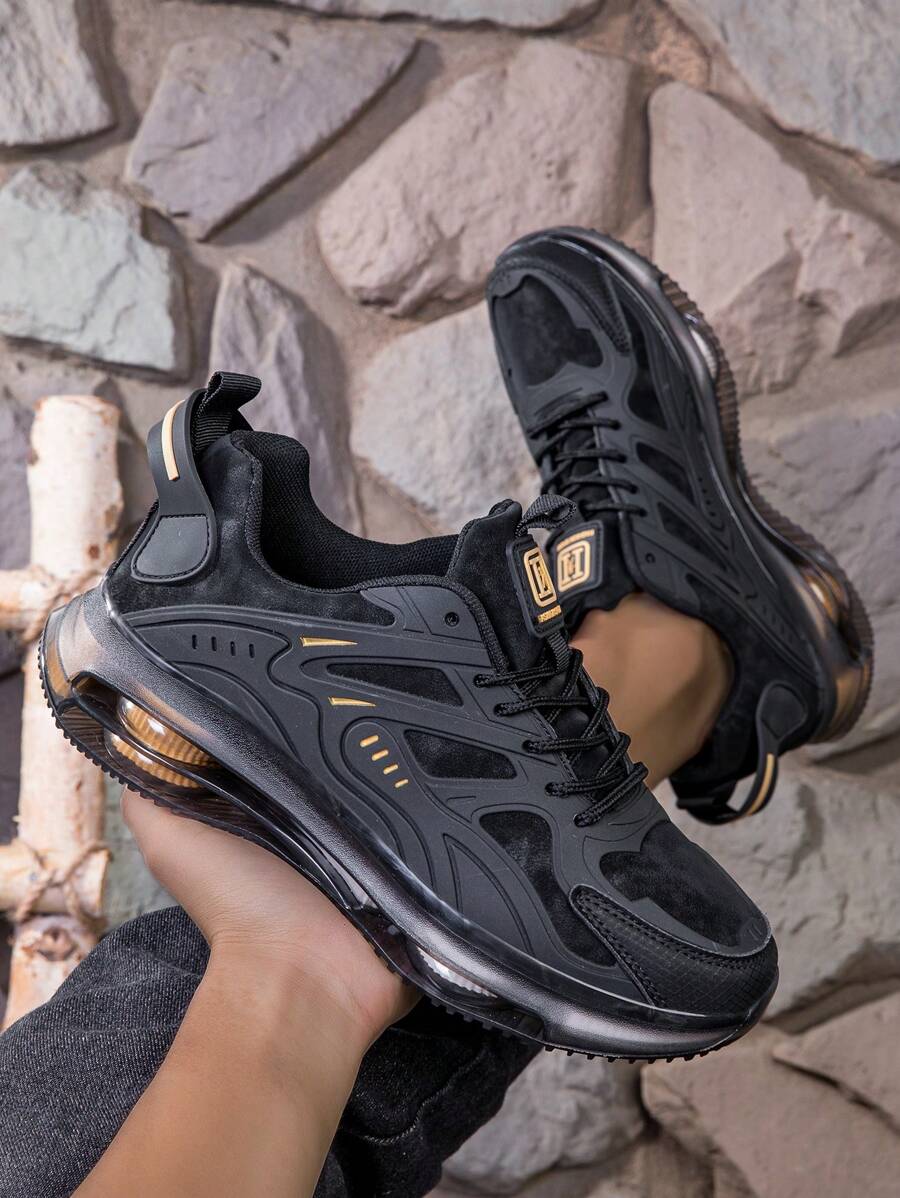 Men's Air Cushion Lace-Up Sports Shoes - Shock Absorbing & Breathable for Running and Training
