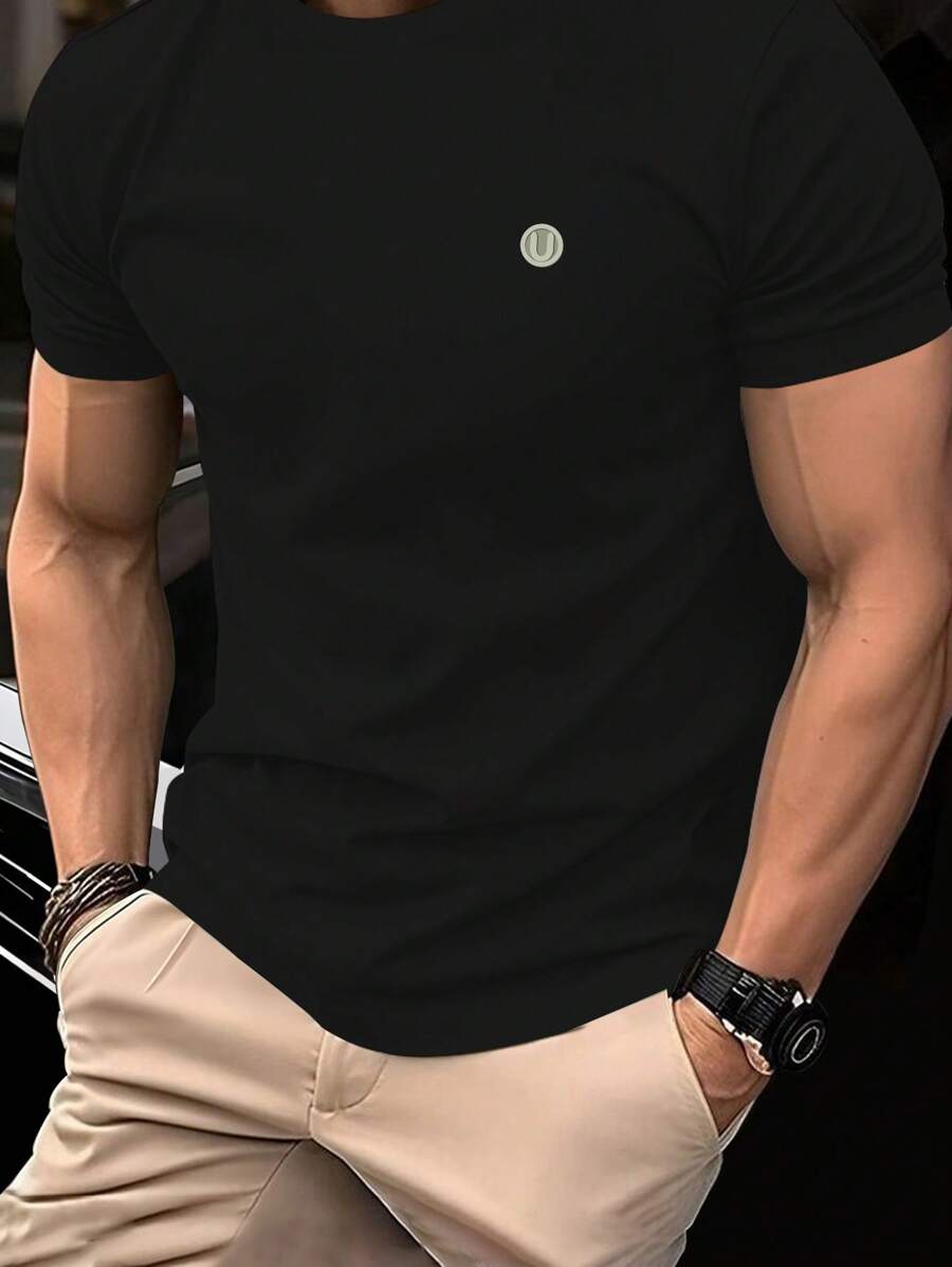 Men's Solid Color Slim Fit Crew Neck Short Sleeve T-Shirt
