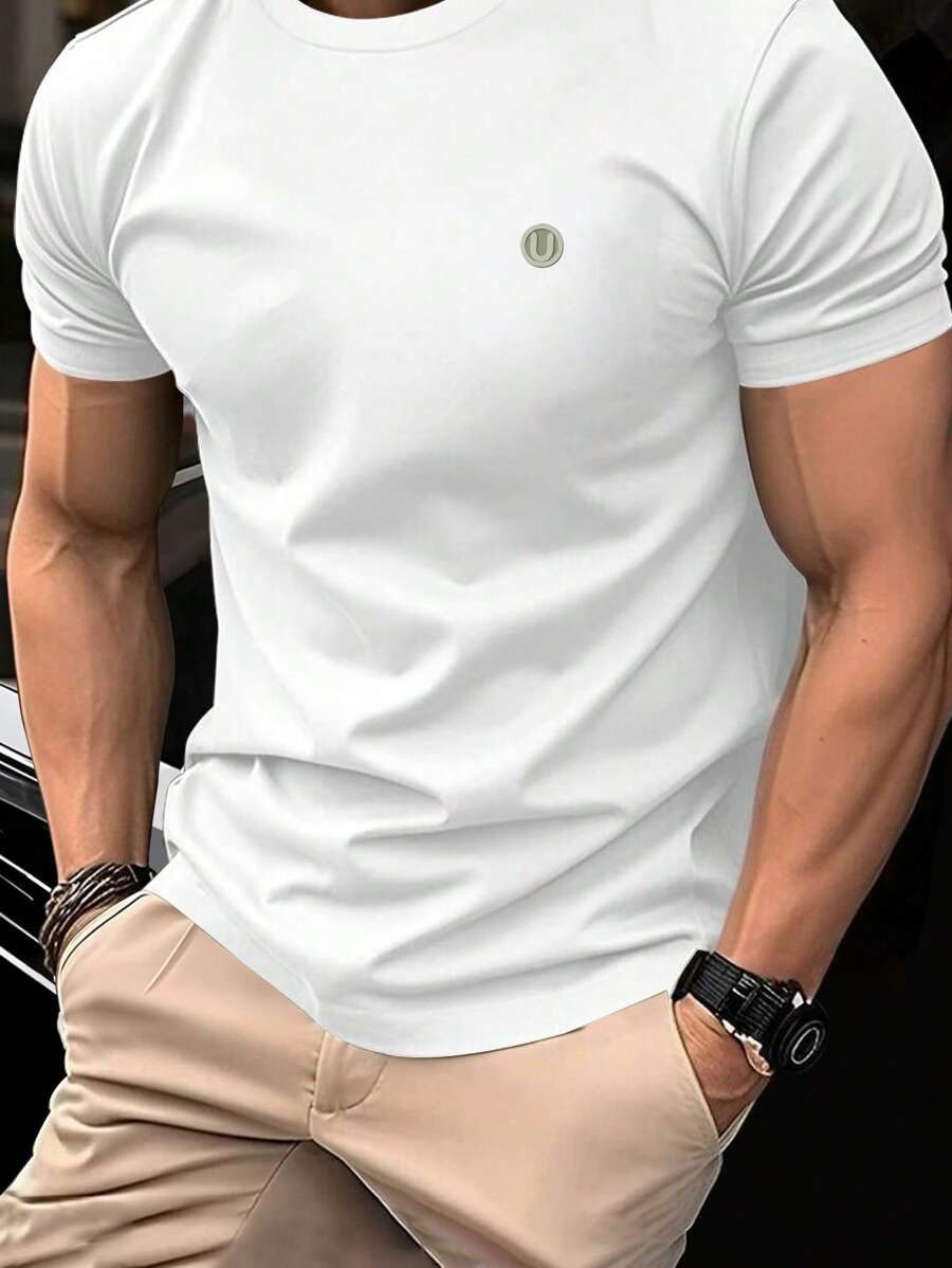 Men's Solid Color Slim Fit Crew Neck Short Sleeve T-Shirt