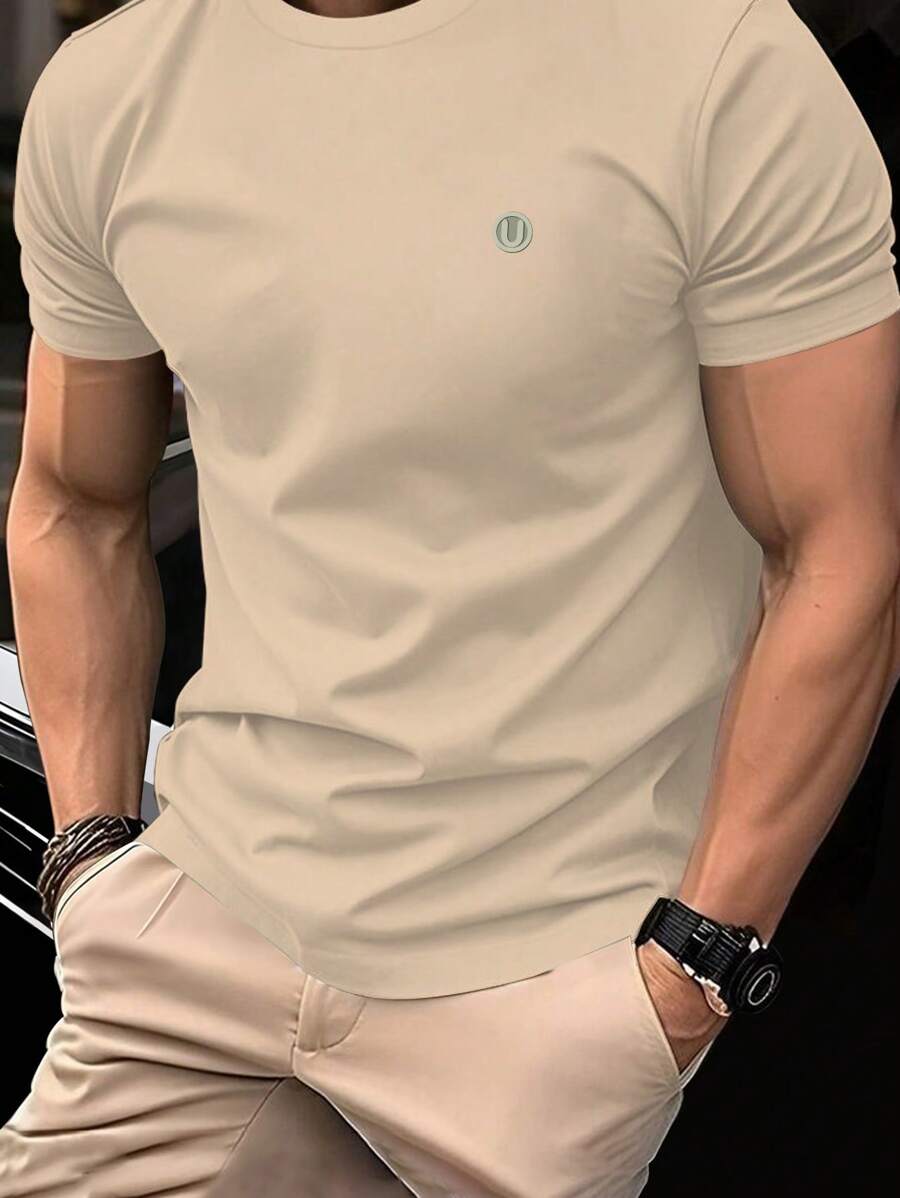 Men's Solid Color Slim Fit Crew Neck Short Sleeve T-Shirt