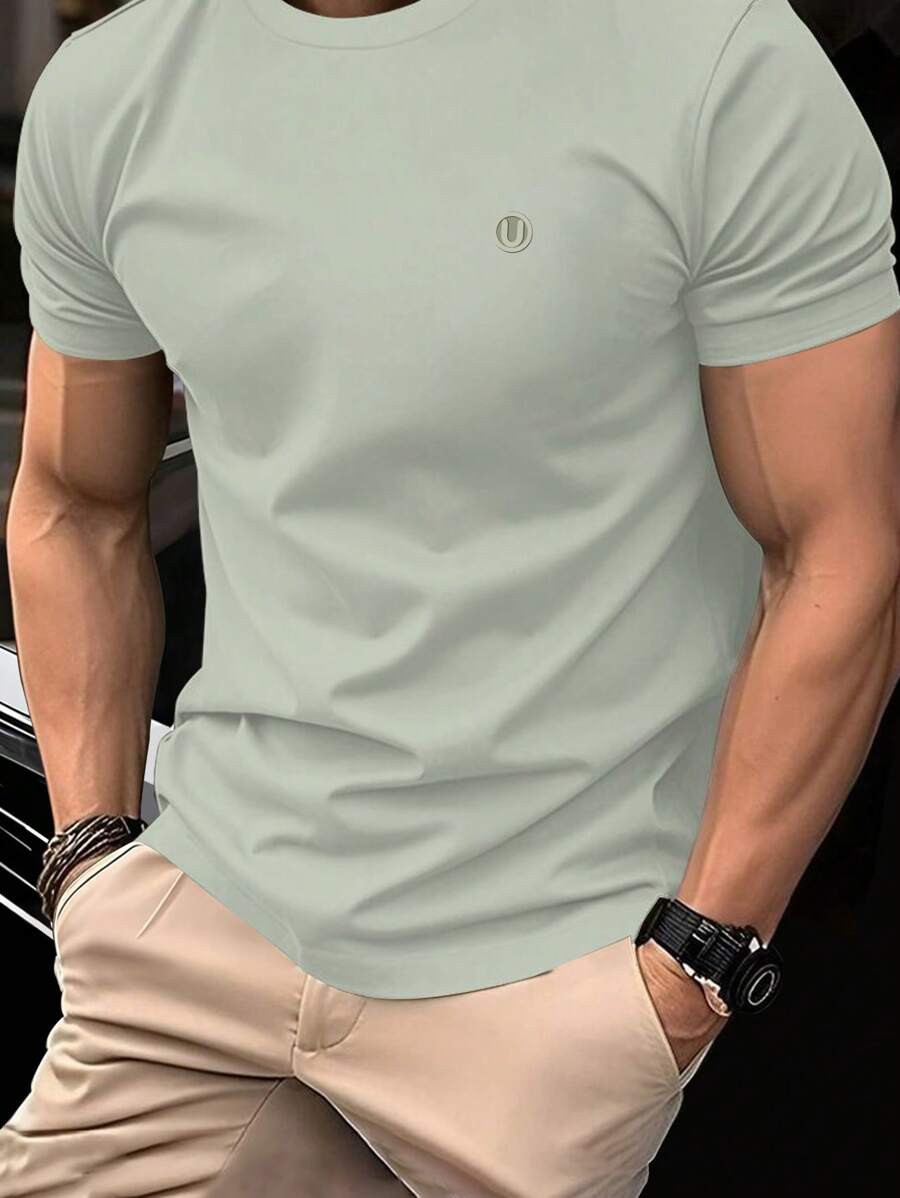 Men's Solid Color Slim Fit Crew Neck Short Sleeve T-Shirt