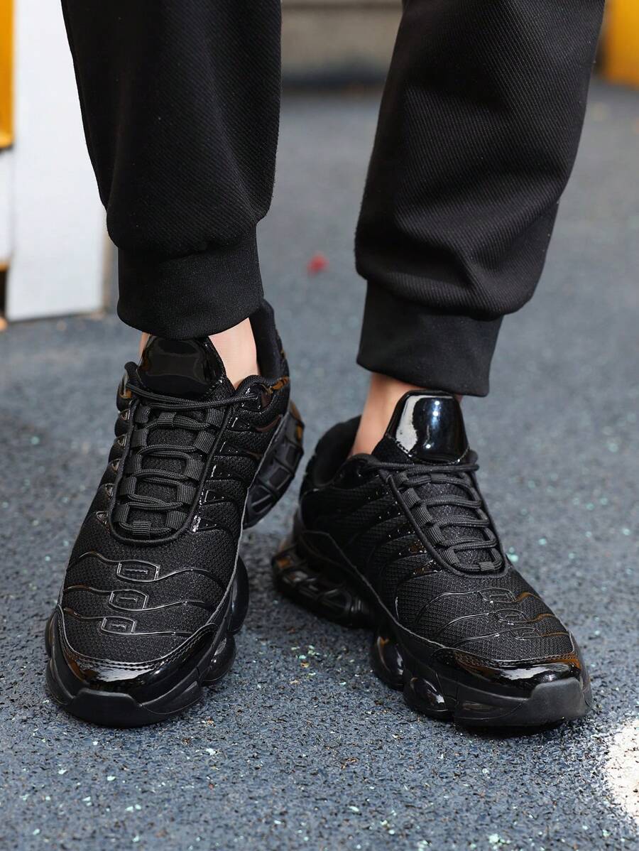 Men's Stylish Lace-Up Sneakers - Black Casual Sports Shoes