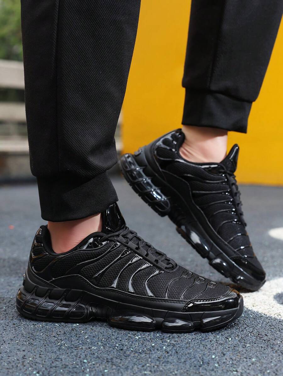 Men's Stylish Lace-Up Sneakers - Black Casual Sports Shoes