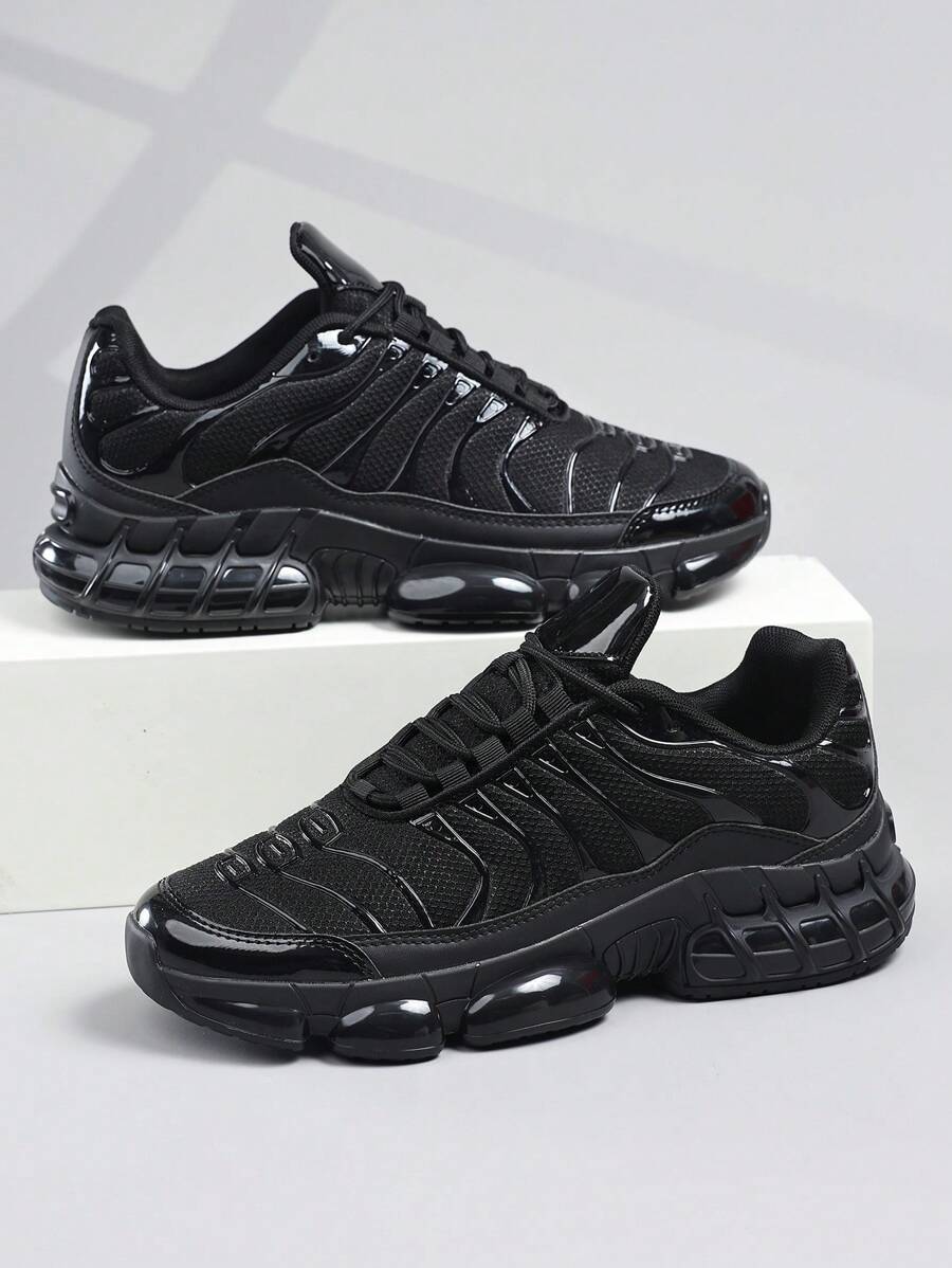 Men's Stylish Lace-Up Sneakers - Black Casual Sports Shoes