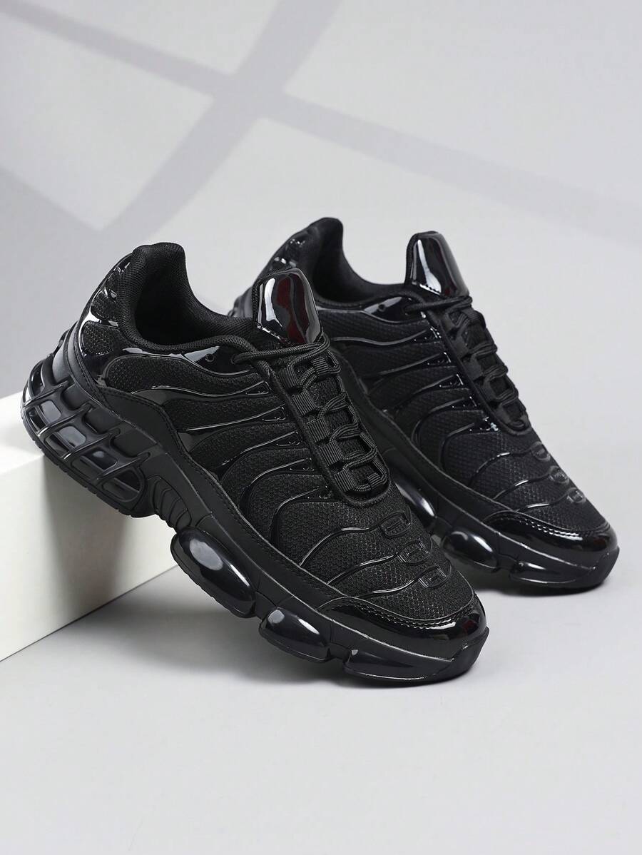 Men's Stylish Lace-Up Sneakers - Black Casual Sports Shoes