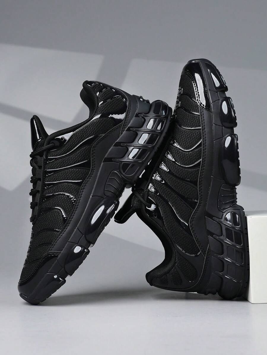 Men's Stylish Lace-Up Sneakers - Black Casual Sports Shoes