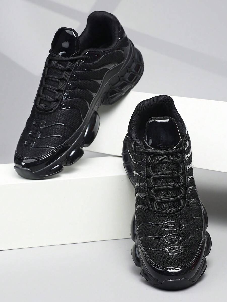 Men's Stylish Lace-Up Sneakers - Black Casual Sports Shoes