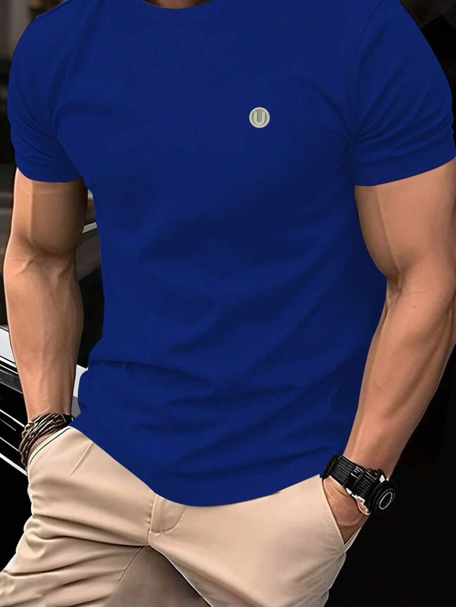 Men's Solid Color Slim Fit Crew Neck Short Sleeve T-Shirt