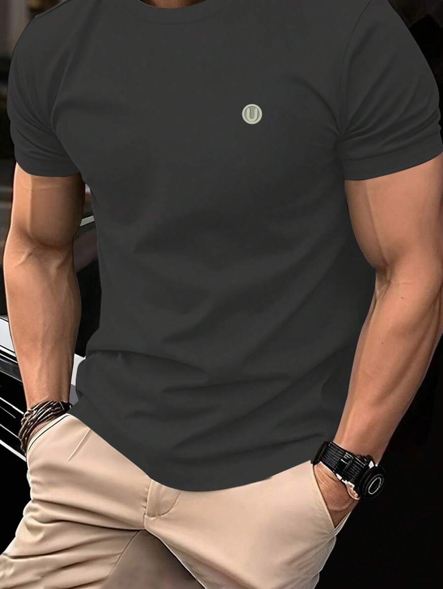 Men's Solid Color Slim Fit Crew Neck Short Sleeve T-Shirt
