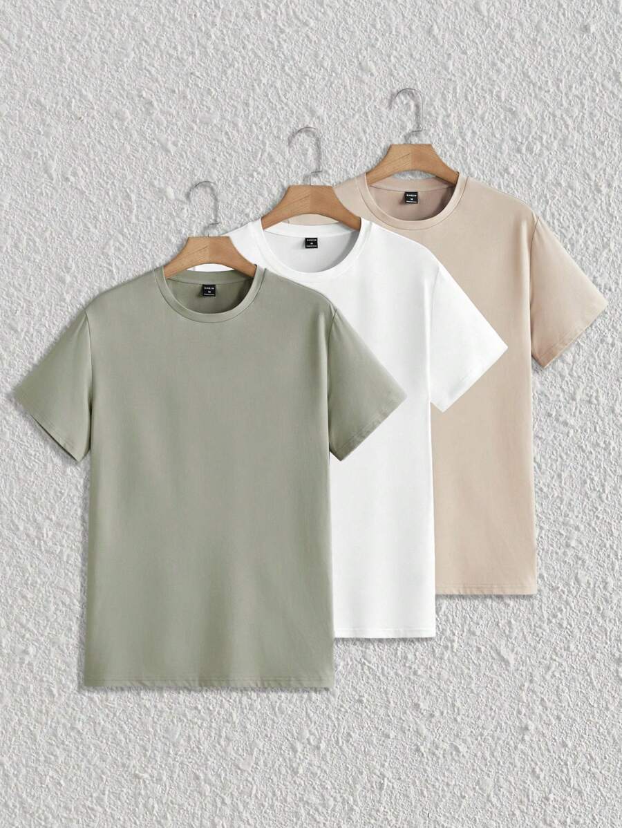3-Pack Men's Solid Casual Short Sleeve T-Shirts - Perfect Gift for Work