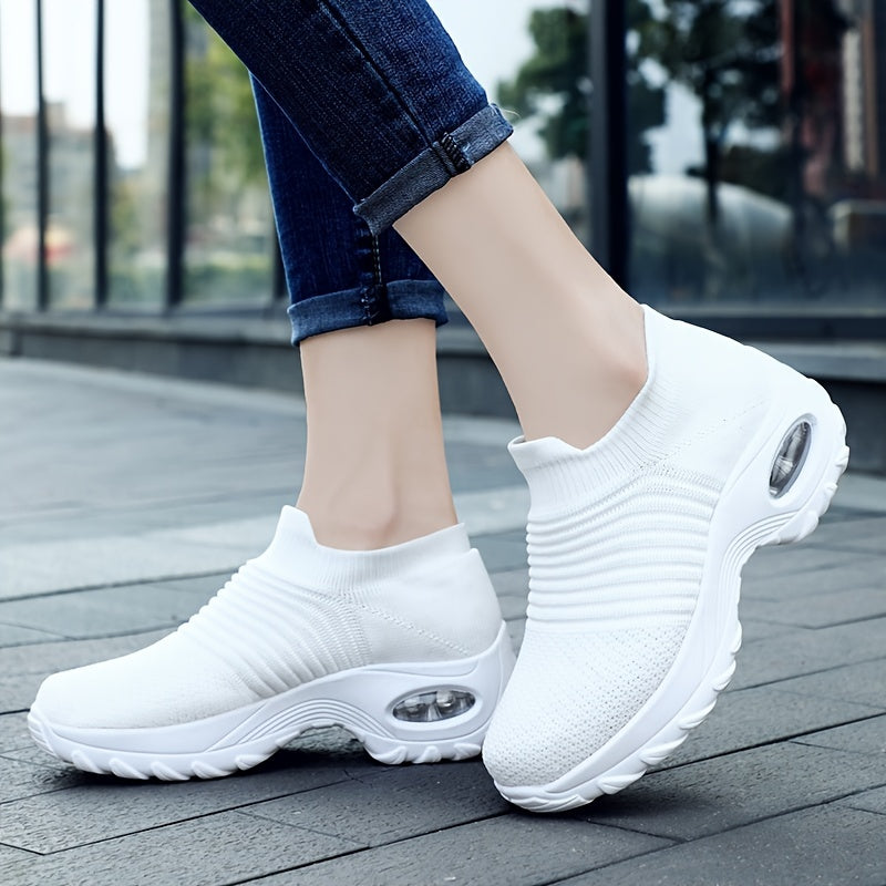 Lightweight Knit Slip-On Sneakers with Air Cushion Sole