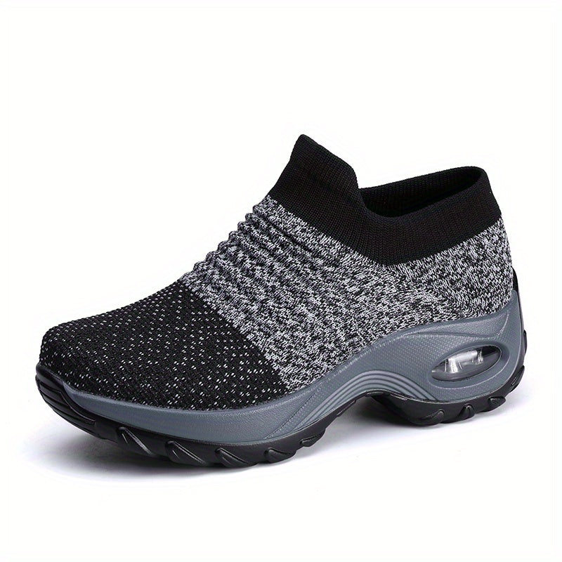 Lightweight Knit Slip-On Sneakers with Air Cushion Sole