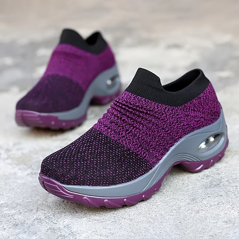 Lightweight Knit Slip-On Sneakers with Air Cushion Sole