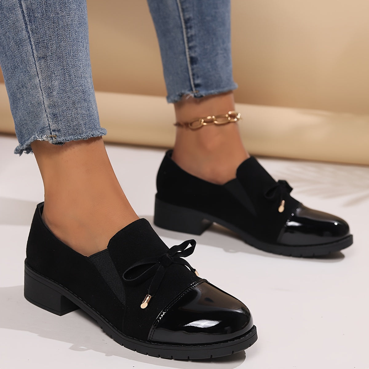 Comfortable Retro Women's Loafers - Breathable Slip-On Casual Shoes with Chunky Heel