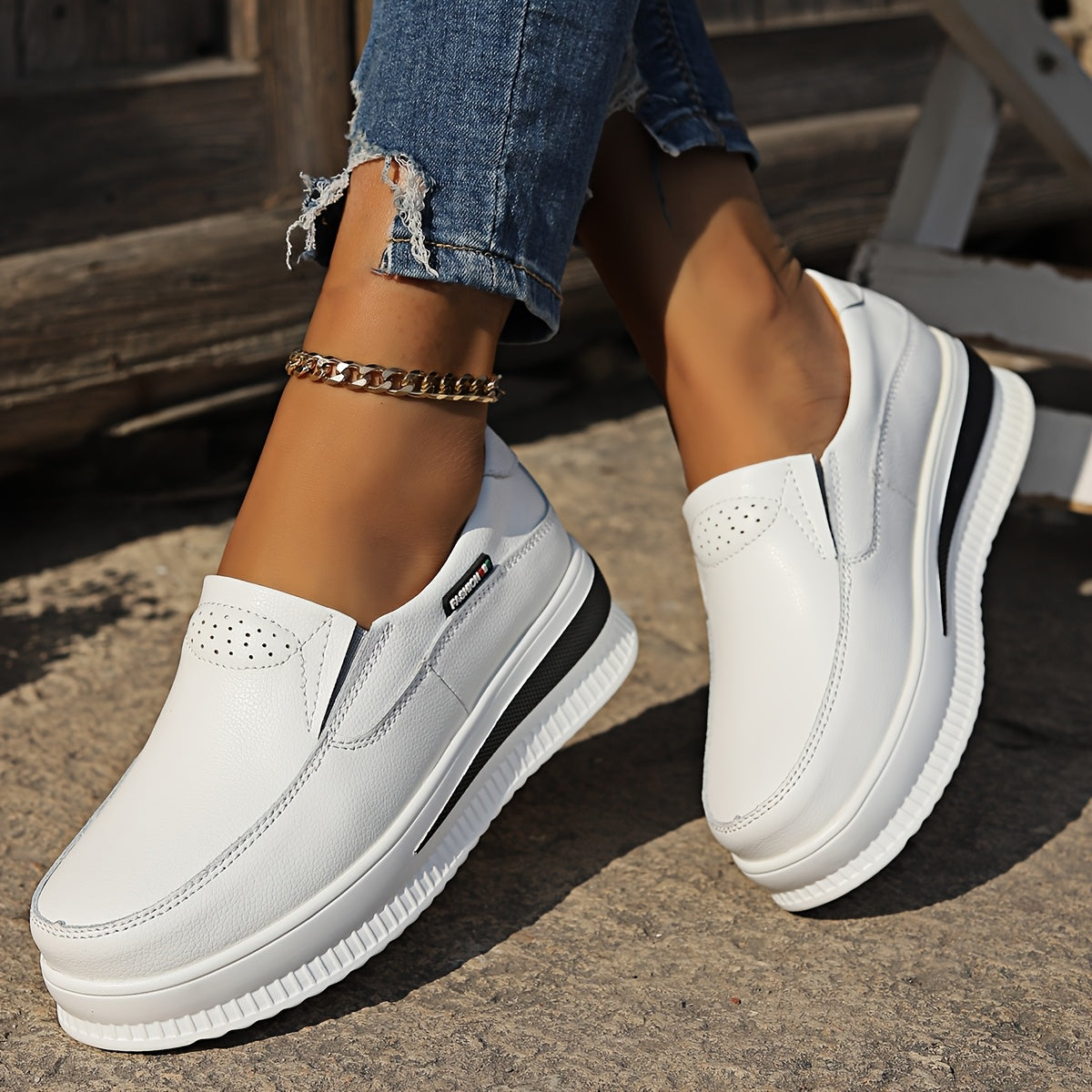 Women's Lightweight Slip-On Loafers - Comfortable Casual Shoes in White