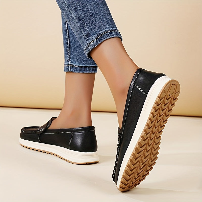 Women's Slip-On Loafers with Non-Slip Sole - Casual Round Toe Shoes for Everyday Comfort