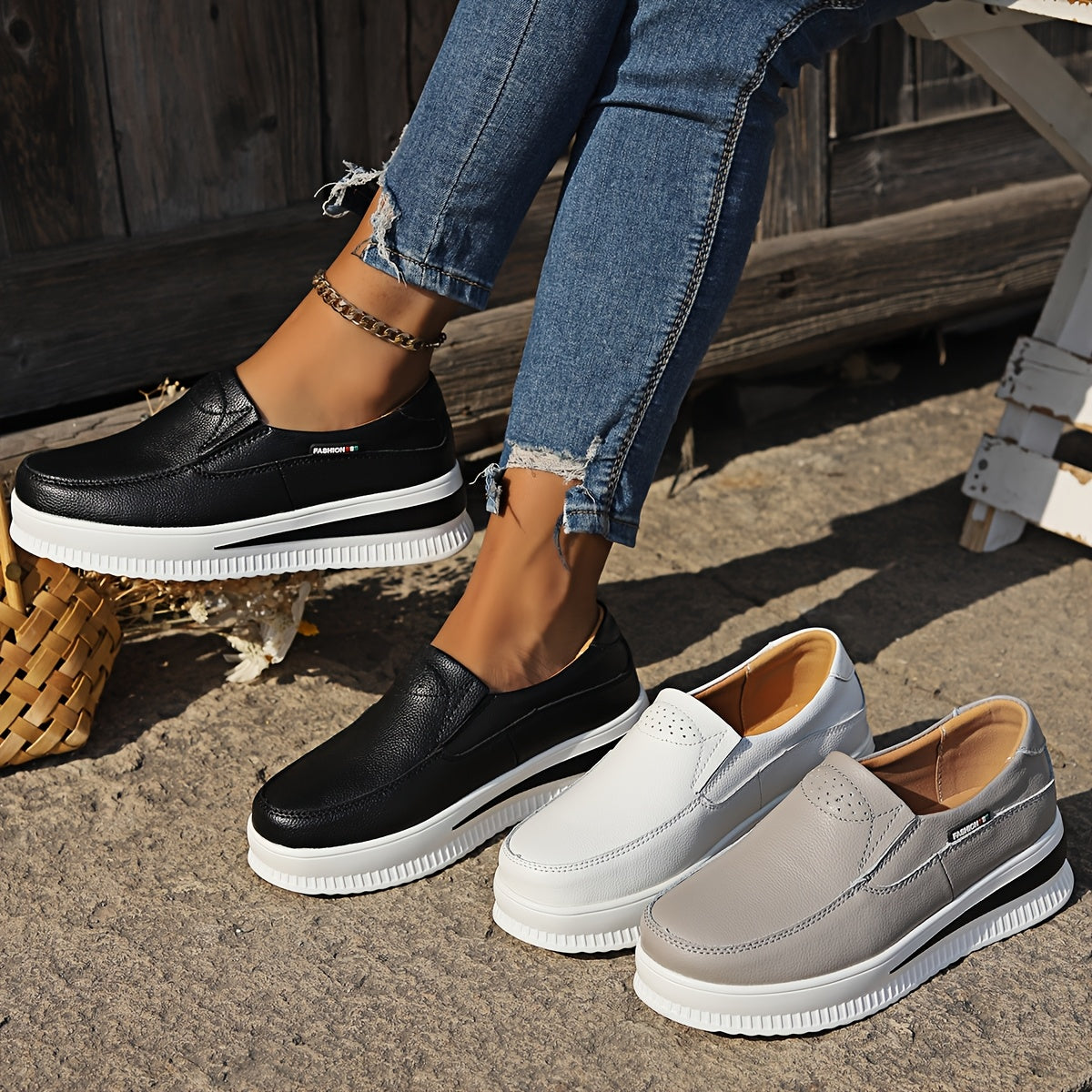 Women's Lightweight Slip-On Loafers - Comfortable Casual Shoes in White