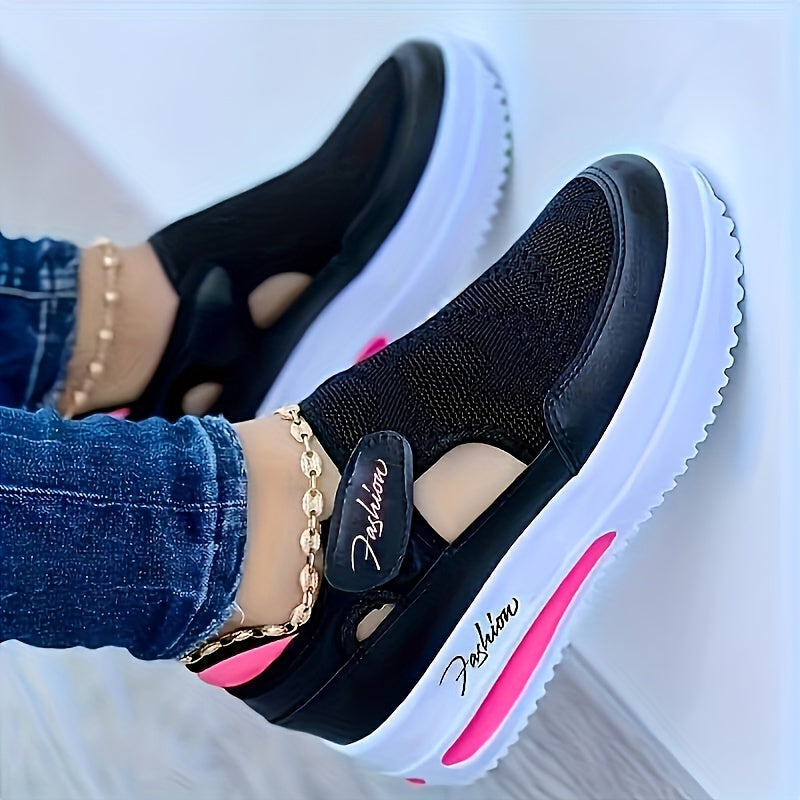 Women's Breathable Knit Low Top Sneakers - Comfortable Plus Size