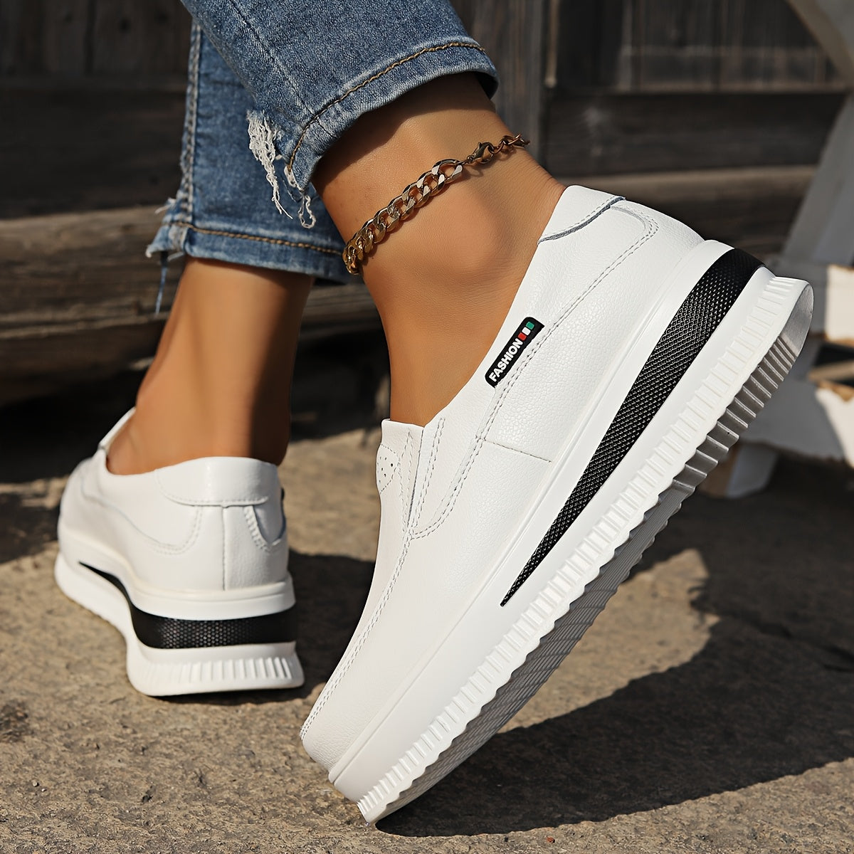 Women's Lightweight Slip-On Loafers - Comfortable Casual Shoes in White