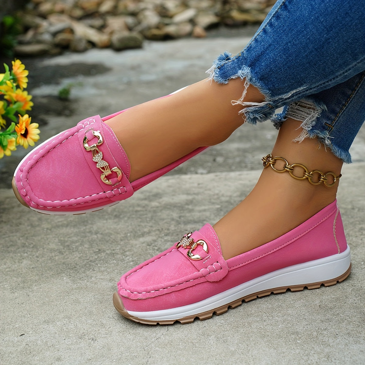 Stylish Women's Slip-On Loafers - Comfortable Casual Shoes for All Seasons