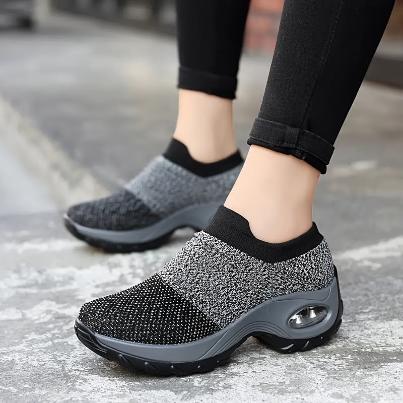 Lightweight Knit Slip-On Sneakers with Air Cushion Sole