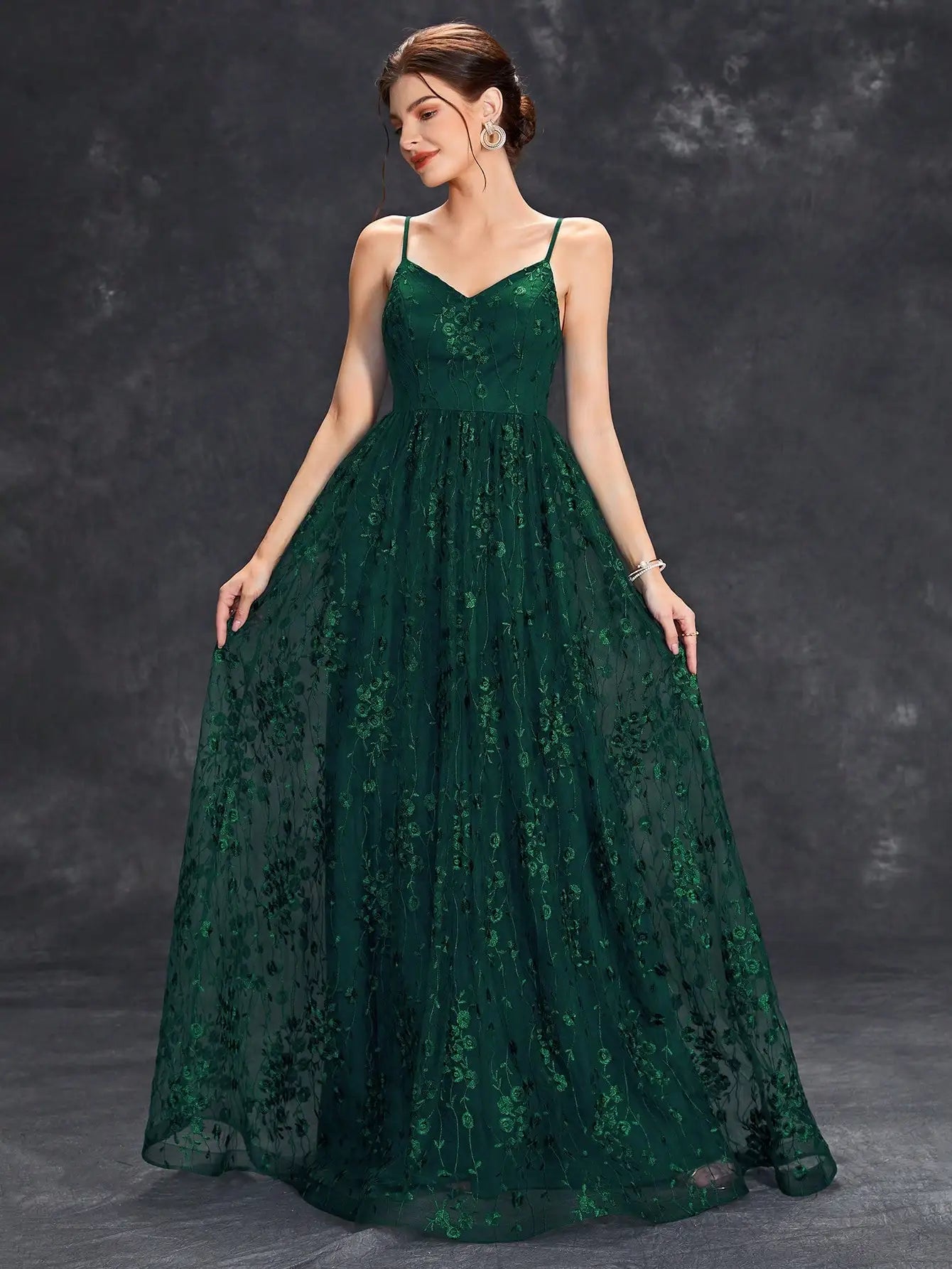 Mgiacy V-neck halter mesh Embroidery Backless elegant Evening gown Ball dress Party dress Bridesmaid dress