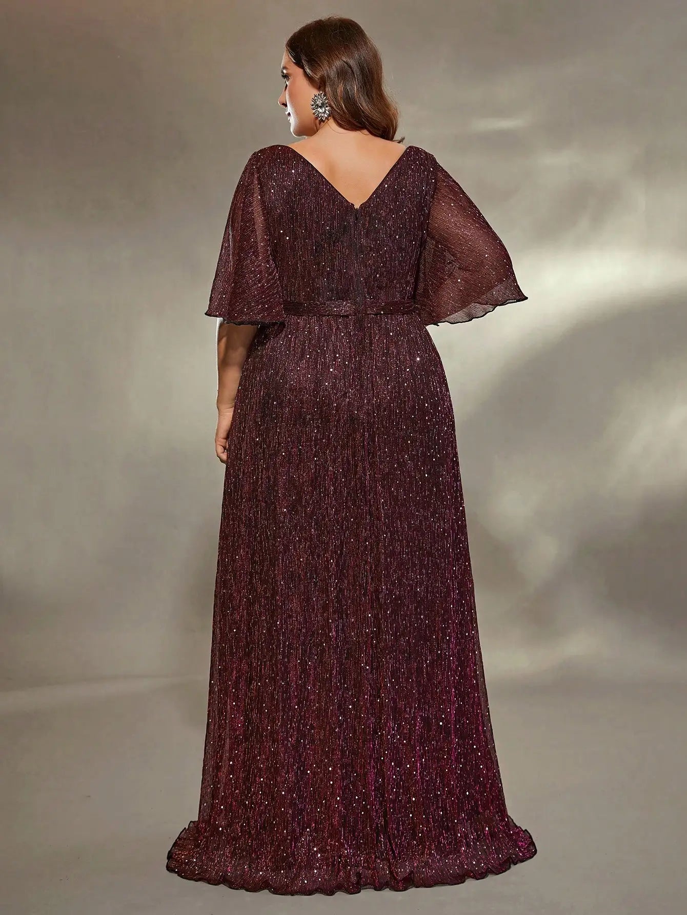 Mgiacy plus size Heart collar flared sleeves bust pleated slide slide silk development A full skirt Evening gown ball dress