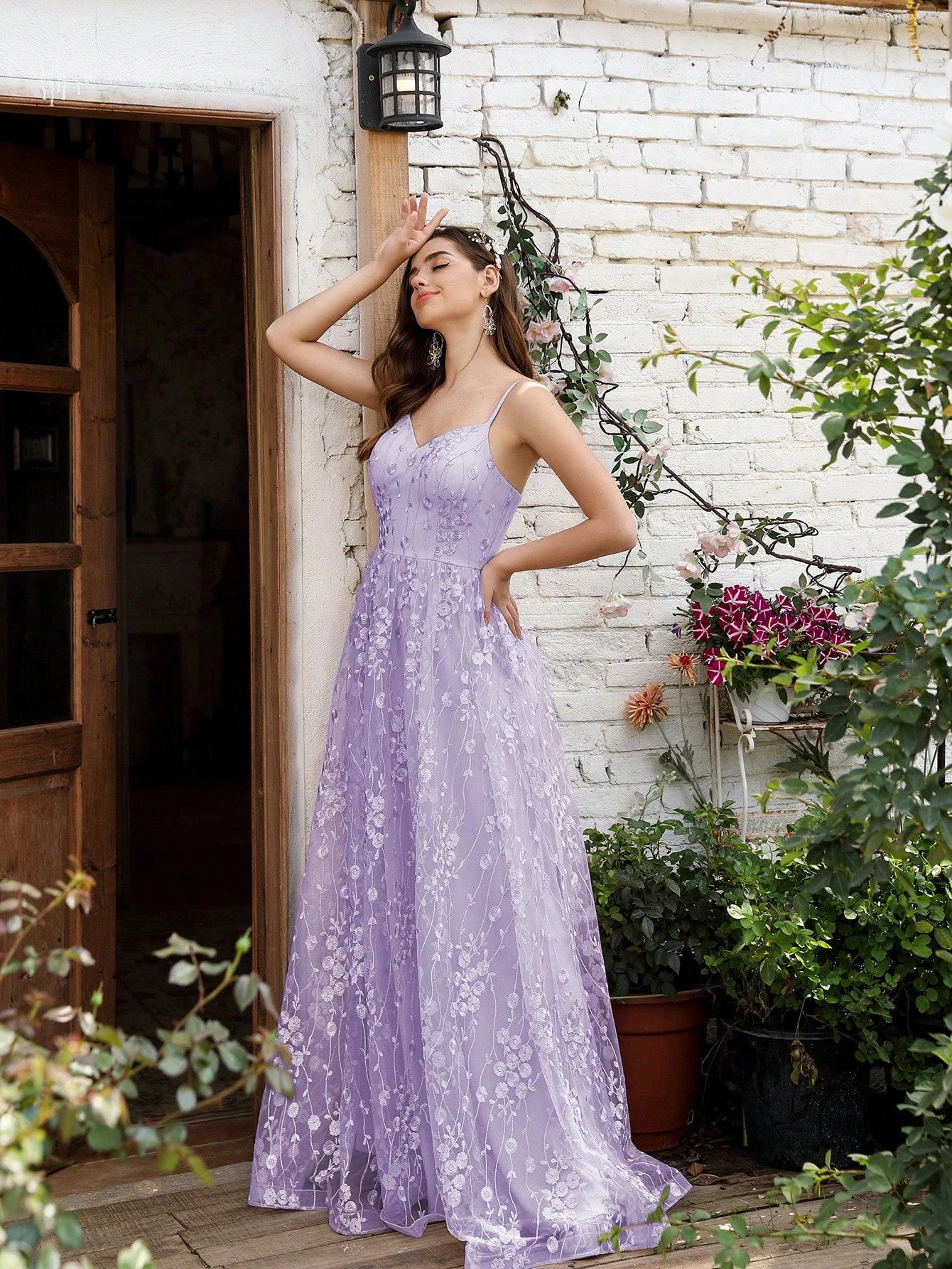 Mgiacy V-neck halter mesh Embroidery Backless elegant Evening gown Ball dress Party dress Bridesmaid dress