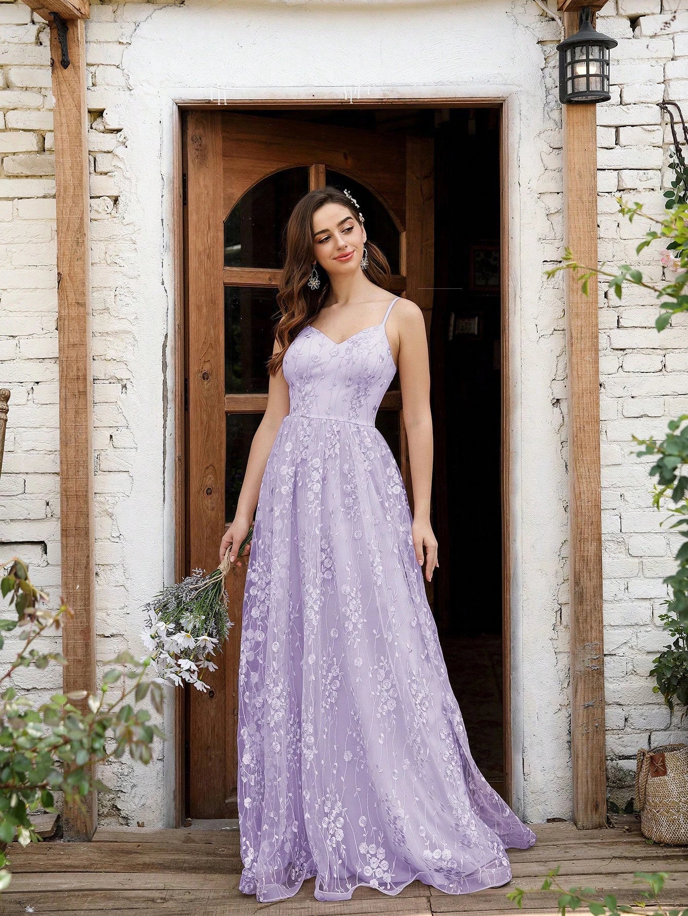 Mgiacy V-neck halter mesh Embroidery Backless elegant Evening gown Ball dress Party dress Bridesmaid dress