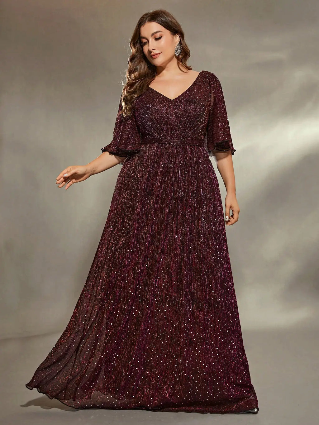 Mgiacy plus size Heart collar flared sleeves bust pleated slide slide silk development A full skirt Evening gown ball dress