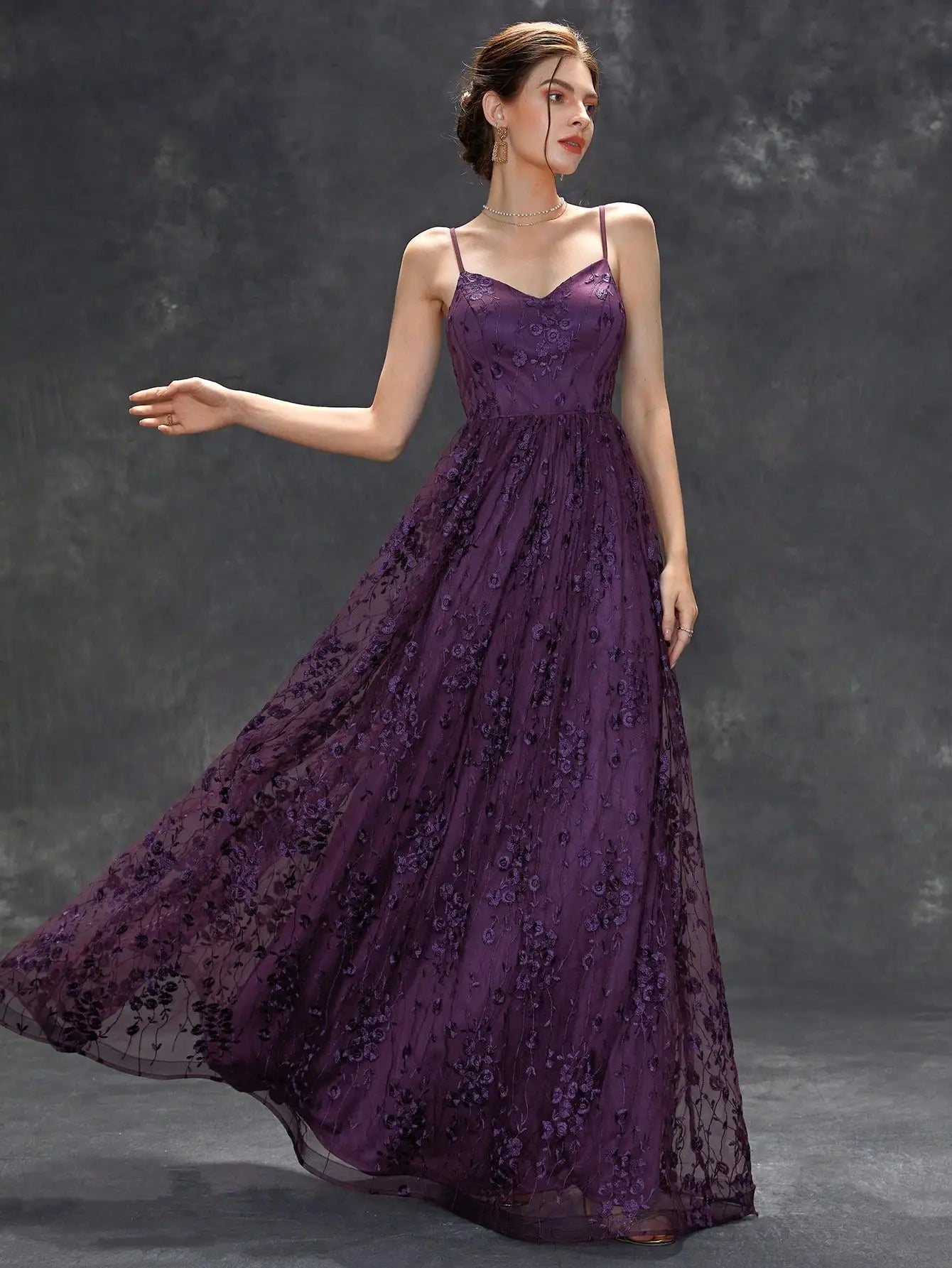 Mgiacy V-neck halter mesh Embroidery Backless elegant Evening gown Ball dress Party dress Bridesmaid dress