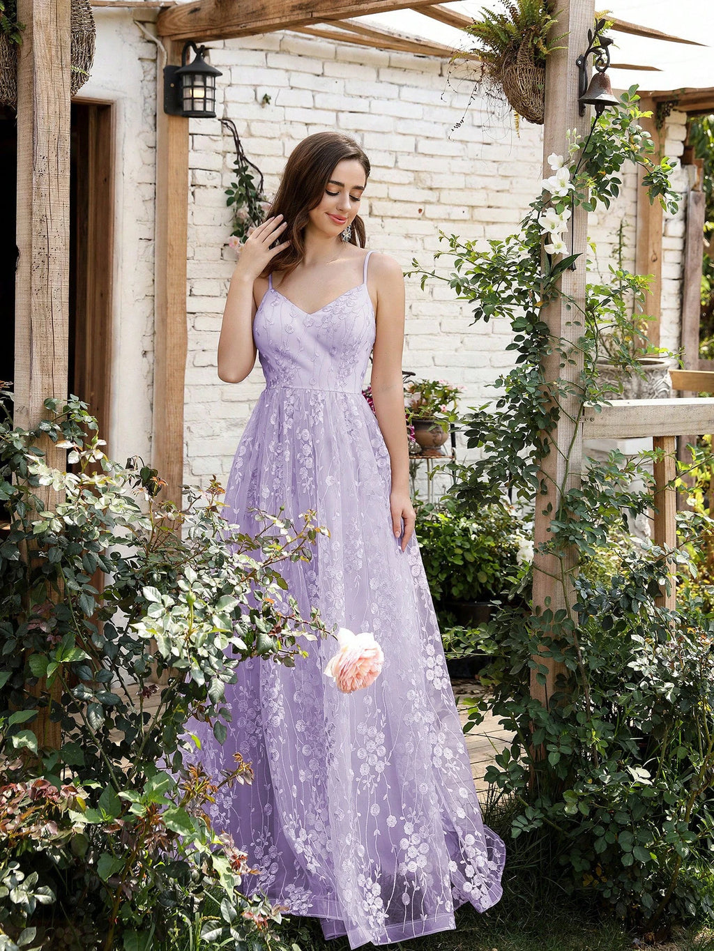 Mgiacy V-neck halter mesh Embroidery Backless elegant Evening gown Ball dress Party dress Bridesmaid dress