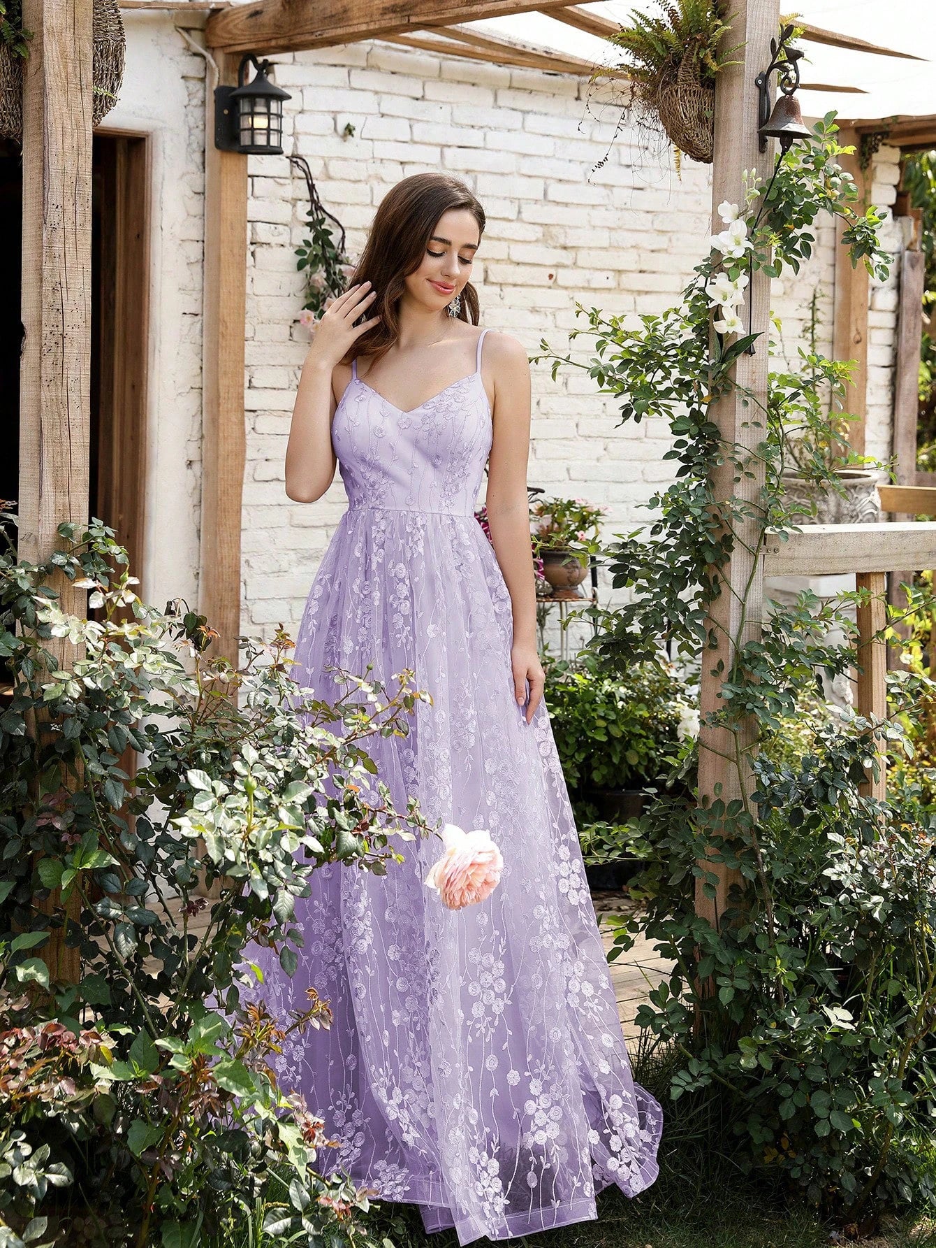 Mgiacy V-neck halter mesh Embroidery Backless elegant Evening gown Ball dress Party dress Bridesmaid dress