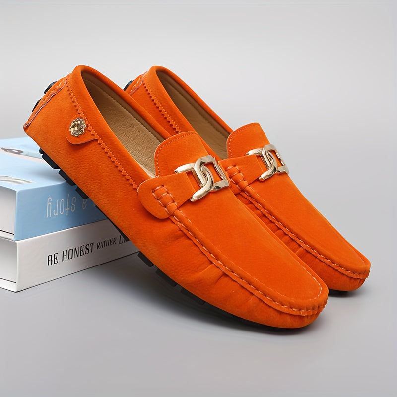 Light Blue Loafers with Golden Buckle - Comfortable Slip-On Casual Shoes