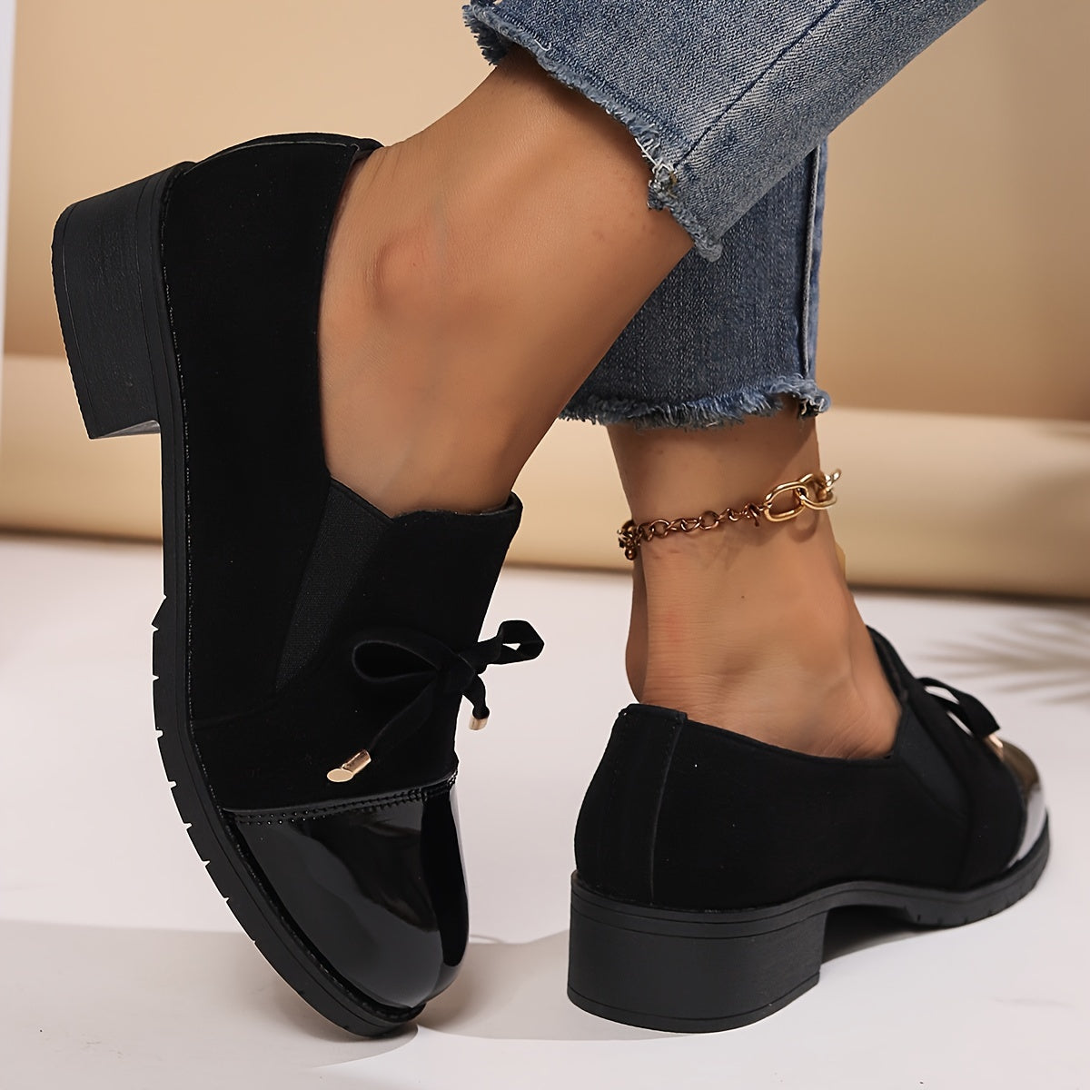Comfortable Retro Women's Loafers - Breathable Slip-On Casual Shoes with Chunky Heel