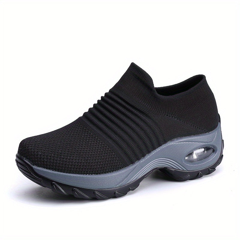 Lightweight Knit Slip-On Sneakers with Air Cushion Sole